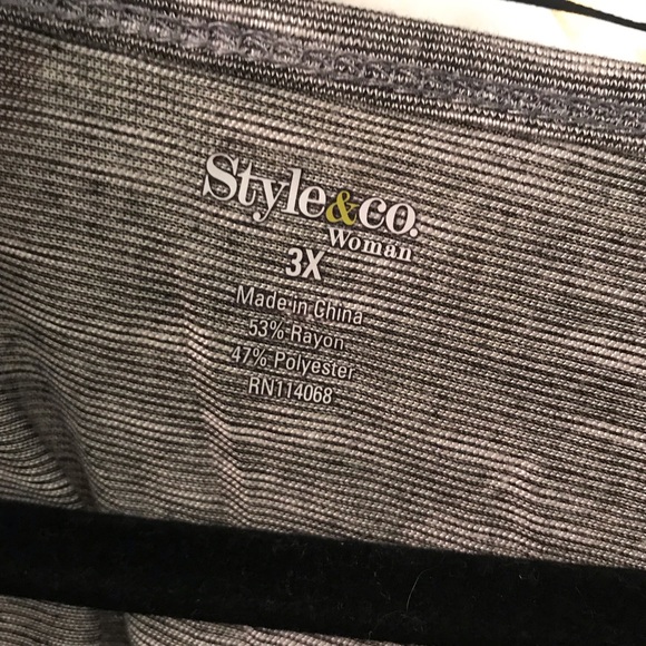 STYLE & CO 3x Black Ruched Sleeve & Side Top - Picture 5 of 6